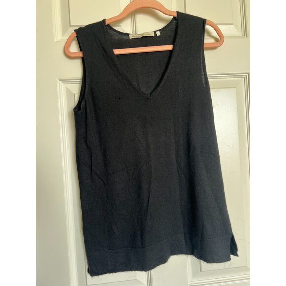 Black Goat 100% Cashmere V - Neck Sleeveless Sweater - Picture 1 of 6